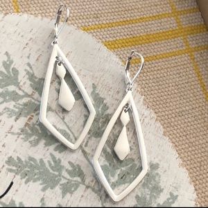 Silver-Tone Diamond Shaped Orbital Drop Earrings